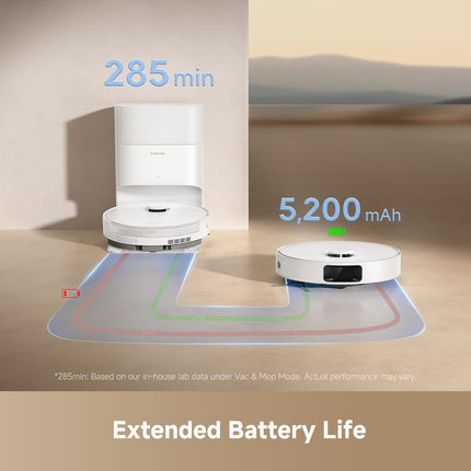 DREAME D20 Plus Robot Vacuum, 13,000Pa Suction, DuoBrush for Zero Tangled Hair, 5L Dust Bag for 150 Days, LDS Navigation, 2-in-1 Vacuum & Mop, 5,200mAh Battery, App & Voice Control