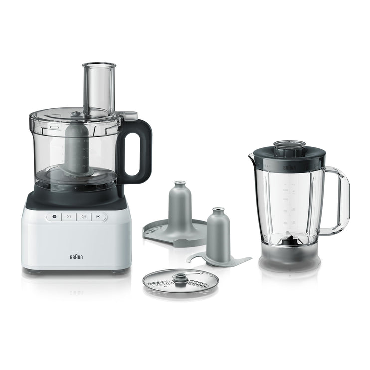 Braun Fp 3131, Food Processor White , 800 Watts. Blender 1.2 L, Food Prep Bowl 2.1 L, 2 Speed Button And Pulse