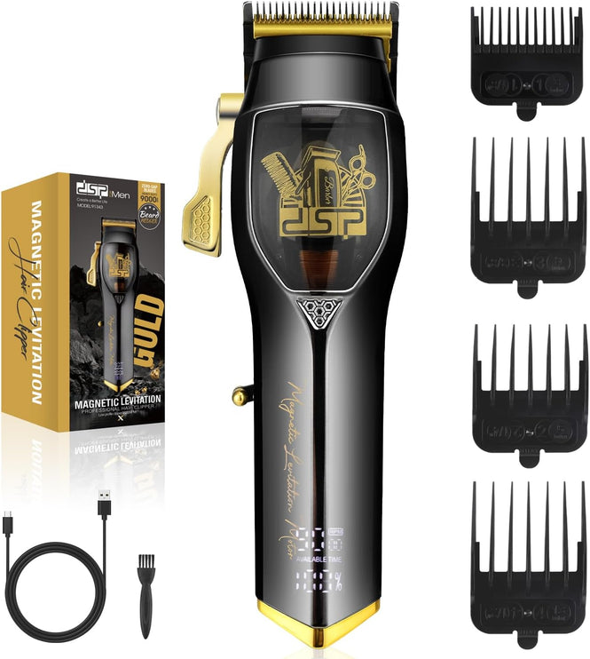 DSP Professional Hair Clipper for Man, Barber Clipper for Hair Cutting, Cordless Hair Clipper, Magnetic Levitation Motor with 9000RPM, Rechargeable Hair Beard Trimmer for Men with Digital Display
