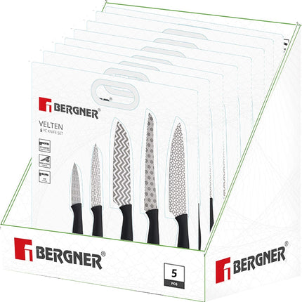 Bergner Velten 5 Pcs Knife Set, Stainless Steel, Black, BG39320mm