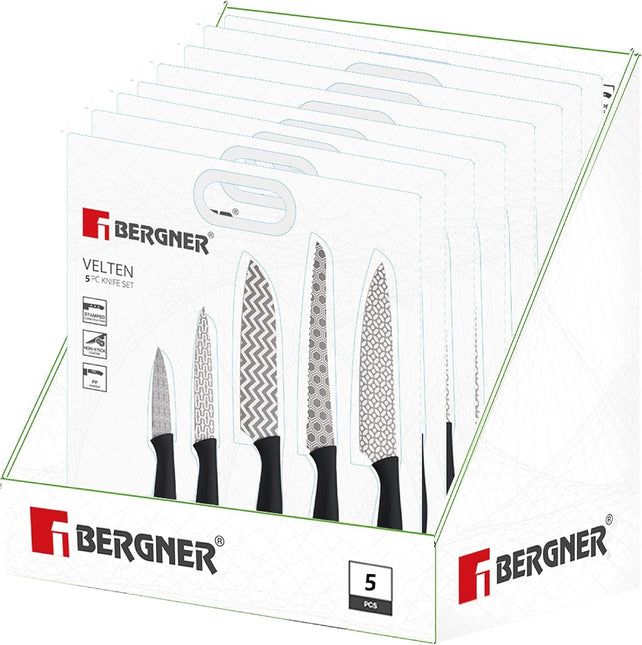 Bergner Velten 5 Pcs Knife Set, Stainless Steel, Black, BG39320mm
