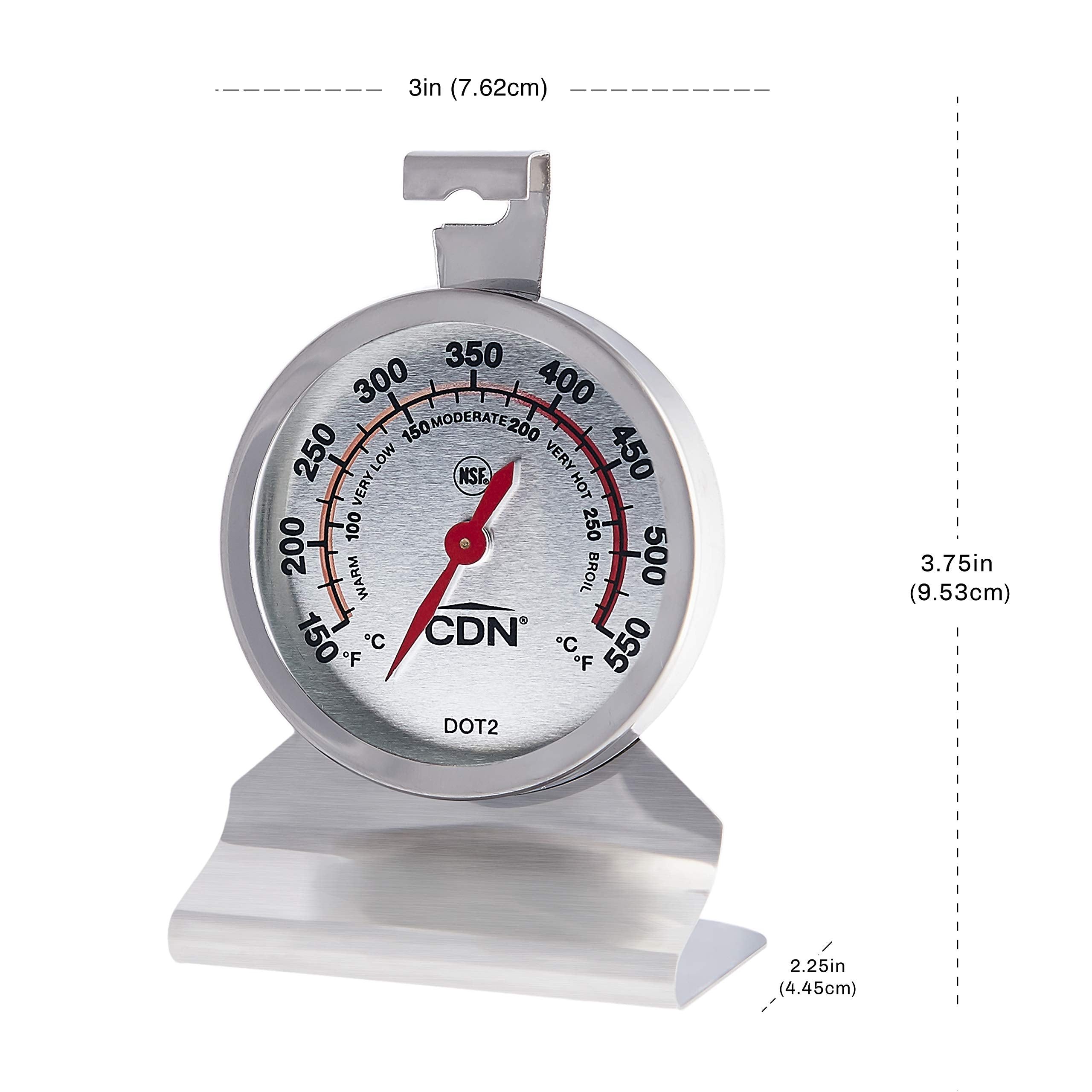 CDN DOT2 09502000954 ProAccurate ميزان حرارة الفرن، 1 EA، فضي