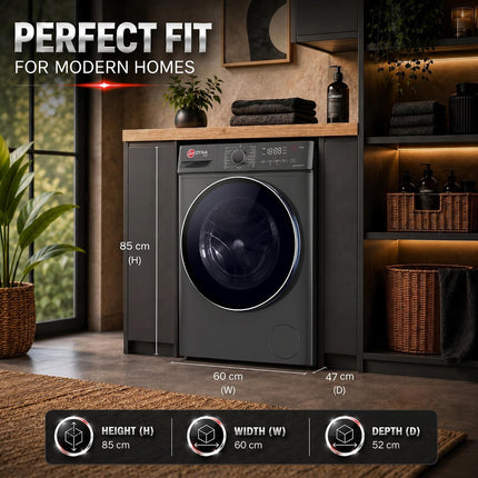 Hoover 7kg Front Load Washing Machine – Grey | A+++ Energy, Inverter, 1200RPM Spin Speed, 15 Programs, Steam, Knob & Touch Control, 1Yr Warranty + 10Yr – HWM-M712-G