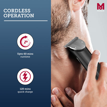 ماكينة حلاقة موسر تي-كت الاحترافية اللاسلكية للرجال بشفرة تي مقاس 40 مم (صنع في ألمانيا) | مدة تشغيل تصل إلى 60 دقيقة | شفرات فولاذية عالية الجودة | خفيفة الوزن وهادئة التشغيل (1591-0170)