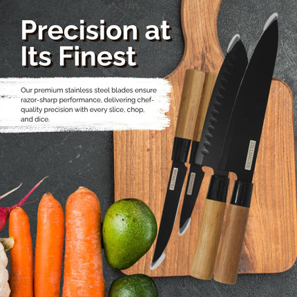 ZILLINGER Japanese Knife Set - 4 Pcs High-Carbon Stainless Steel Chef Knife Set for Precision Cutting, Slicing, Dicing, and Chopping - Lightweight, Dishwasher Safe Ultra-Sharp Kitchen Knife Set