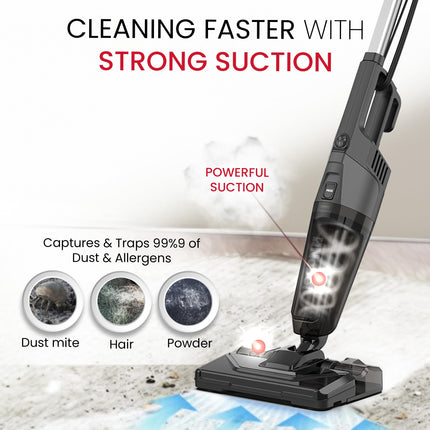 نوبل مكنسة كهربائية محمولة 2 في 1، خفيفة الوزن، شفط قوي، 600 واط، 18 كيلو باسكال، 18 Lتدفق الهواء /ثانية، كفاءة قصوى بنسبة 20% مع فلتر HEPA و0.6L سعة خزان الغبار NVC19T