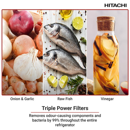 Hitachi 255L Top Mount Double Door Refrigerator, No Frost Fridge Freezer, High Power, 10 Year Warranty on Inverter Compressor, Tempered Glass Shelves, Brilliant Silver-HRTN5255MFXAE