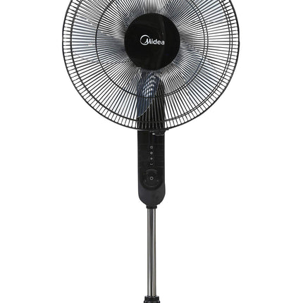 Midea Pedestal Stand Fan with Remote Control, 16 inch, 3D Oscillation Directions, 3 Speed Levels & Adjustable Height, 5 Leaf Blade with 7.5 Hours Timer, Best for Home & Office, Black, FS4015FR