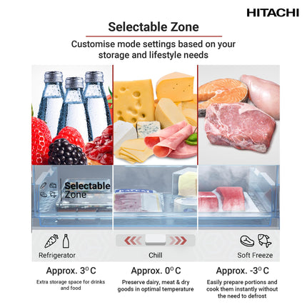 Hitachi 255L Top Mount Double Door Refrigerator, No Frost Fridge Freezer, High Power, 10 Year Warranty on Inverter Compressor, Tempered Glass Shelves, Brilliant Silver-HRTN5255MFXAE