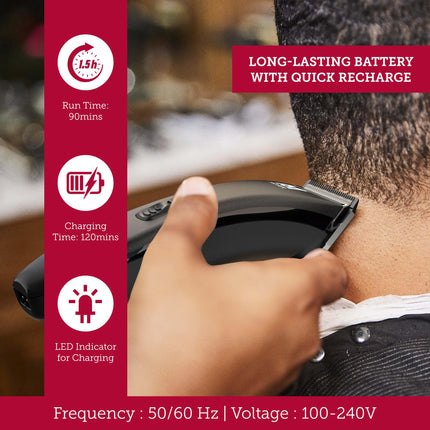 ماكينة حلاقة شعر موسر نيو الاحترافية اللاسلكية للرجال (صنع في ألمانيا) | تقنية الشفرة السحرية | مدة تشغيل ٩٠ دقيقة | شحن سريع مع مؤشر شحن LED (١٨٨٦-٠١٥١)