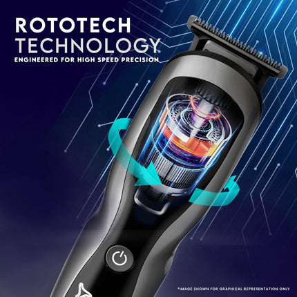 ماكينة تشذيب الشعر SYSKA HT3333K السلكية واللاسلكية المصنوعة من الفولاذ المقاوم للصدأ مع وقت تشغيل 60 دقيقة؛ 10 إعدادات طول (أسود)