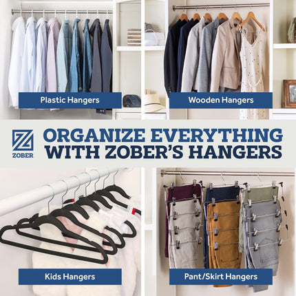 ZOBER Non-Slip Velvet Hangers - Suit Hangers Ultra Thin Space Saving 360 Degree Swivel Hook Strong and Durable Clothes Hangers Hold Up-to 10 Lbs