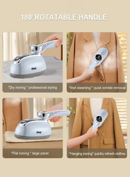 DSP Steamer for Clothes,1200W Portable Handheld Steamer Iron with LCD Display,4Mode,160 ML Detachable Water Tank, 25s Fast Heating 180° Swivel Handle Powerful Wrinkle Remover, Garment Steamer for Home, Dorm, Travel
