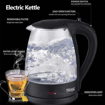 DSP Household Electric Kettle Boiler 1.8 L KK1129 Clear / 2000W