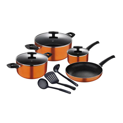 Ucook 11 pcs PRESS ALUMINUM NON-STICK COOKWARE SET, ORANGE COLOR