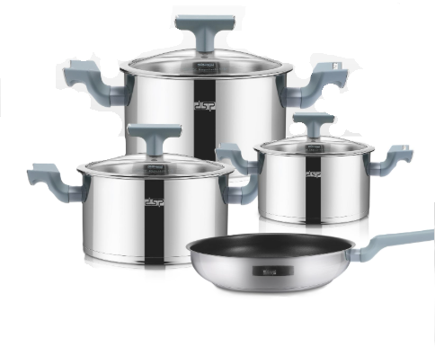 DSP 7-Piece Nonstick Cookware Set - Stainless Steel Pots & Pans with Glass Lids, Induction Compatible for Gas/Electric Stove