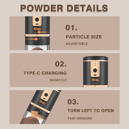 DSP HOT SELLER Silent Coffee & Spice Grinder - Portable Fast Grinding for Home/Office/Travel, Preserves Coffee Freshness & Aroma