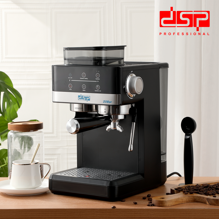 DSP 20Bar 1350W Smart Touchscreen Espresso Coffee Makerr W/ 51mm Aluminum Funnel, 20 Grind Settings & Milk Frother