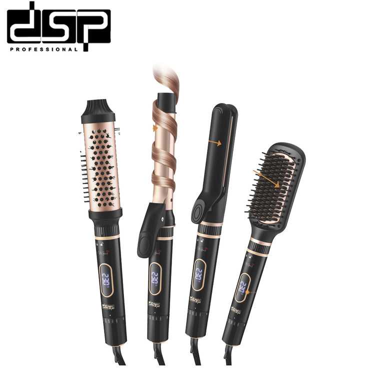 DSP 5-in-1 Hair Styler Set - Ceramic Coated Tools for Straightening & Curling with 5 Temp Settings & Auto Shut-Off