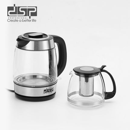 DSP 2200W Electric Kettle - 1.7L+0.6L Glass/Stainless Steel, Keep Warm & Detachable Filter