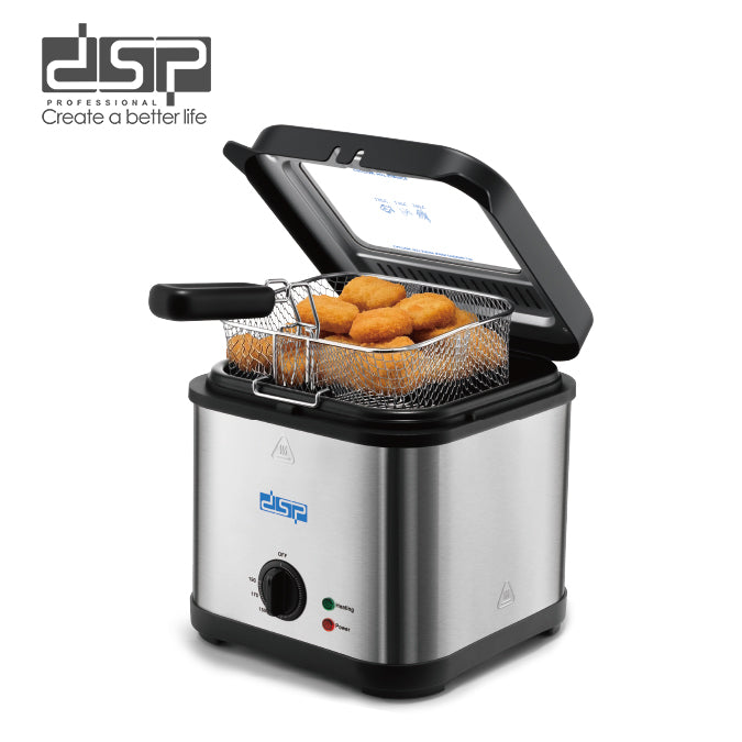 Dsp Kb2191 Deep Fryer, 2.5l 1200w With Adjustable Thermostat, Detachable Frying Basket & Visible Lid, Overheat Protection