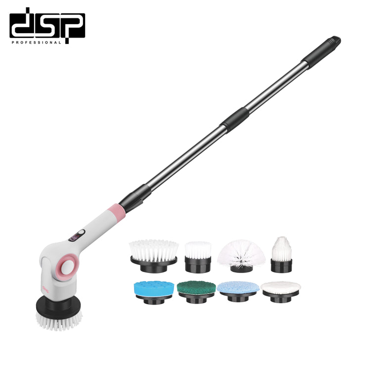 DSP Hot Sale 11 in 1 Electric Spin Shower Scrubber Long Extension Handle IPX7 Waterproof Floor Bathroom Cleaning Brush Scrubber