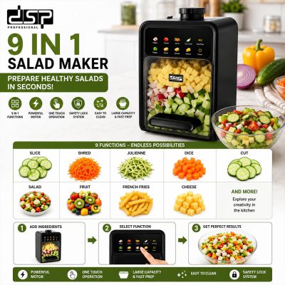 DSP KM5078 Salad Maker – From Garden to Bowl in Seconds / 9-in-1 multifunction food processor/800W
