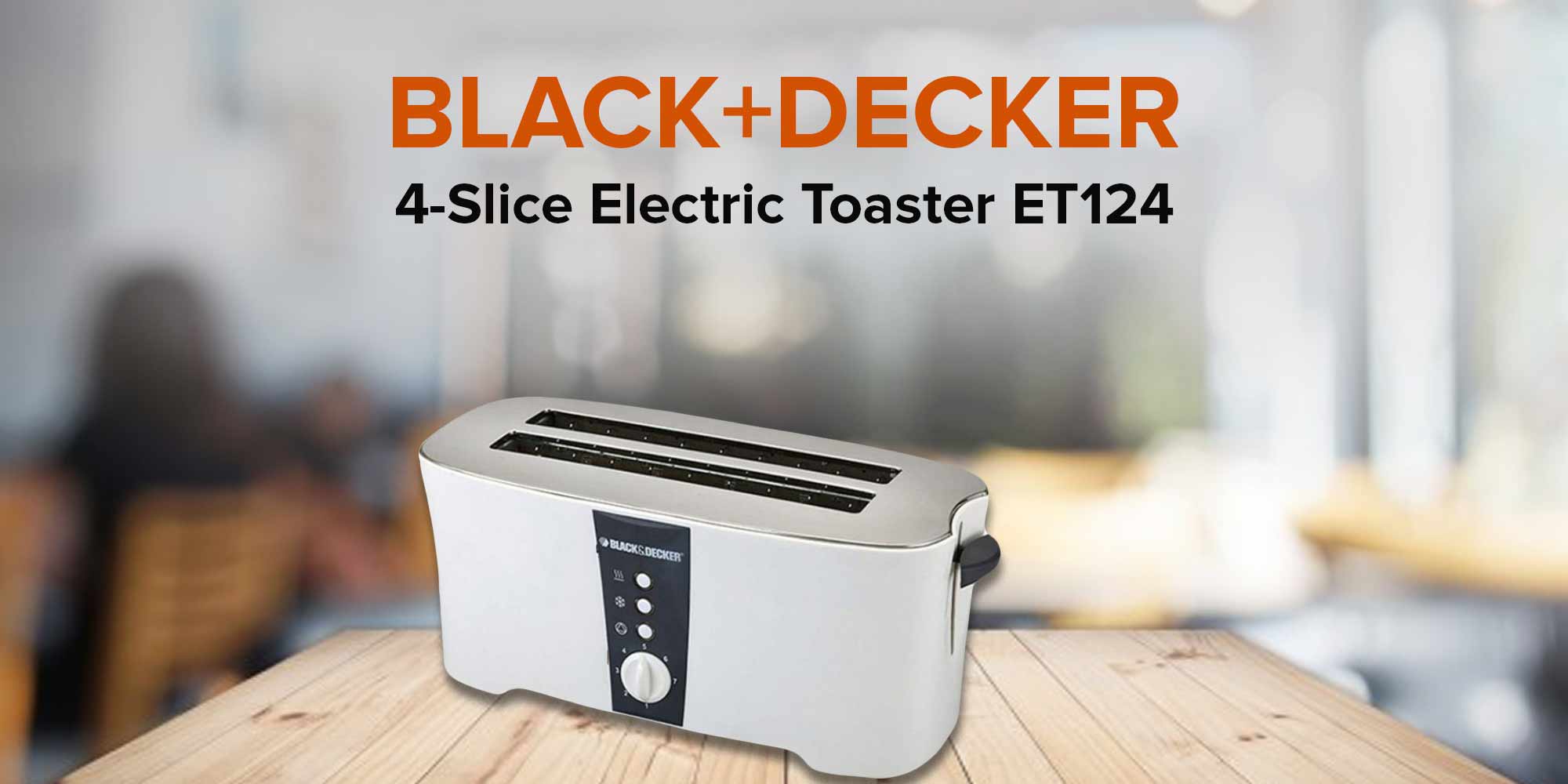 BLACK+DECKER 1350W 4 Slice cool touch Toaster with Electronic Browning Control White ET124-B5,