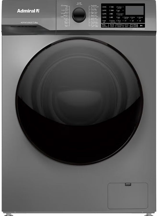 Admiral 7KG Front Load Washing Machine, 1200RPM, Auto Restart, Universal Motor, LED Display, Child Lock 7 kg ADFW710SCP Silver