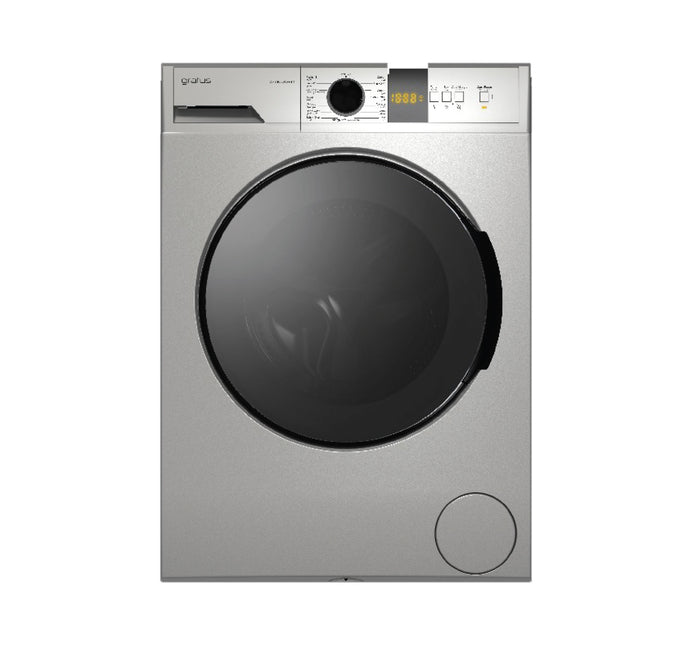 Gratus 8 KG Front Load Washing Machine 1400 RPM & 15 Programs, Digital Display, Inverter Motor, inox silver, 1 Year Full Warranty, Model – WFD8502WEVTX