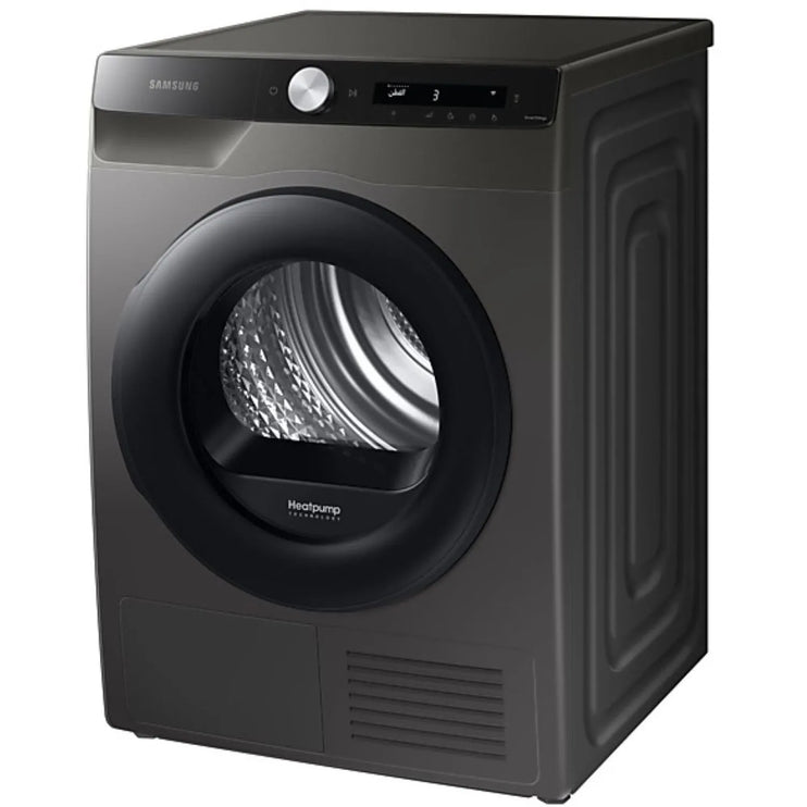 مجفف ملابس سامسونج 8 كجم تحميل أمامي، مضخة حرارية، تحكم بالذكاء الاصطناعي، كفاءة طاقة A+++، باب قابل للعكس، لون فضي إينوكس - الموديل - DV80T5220AX - ضمان لمدة عام واحد