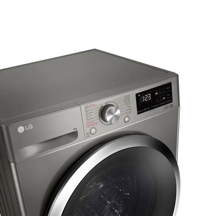 غسالة ملابس إل جي تحميل أمامي، سعة 8 كجم، أوتوماتيكية بالكامل، 1400 دورة في الدقيقة، محرك الدفع المباشر الذكي (AI DD™)، بخار™، لون فضي بلاتيني، موديل F4R6TYGCP