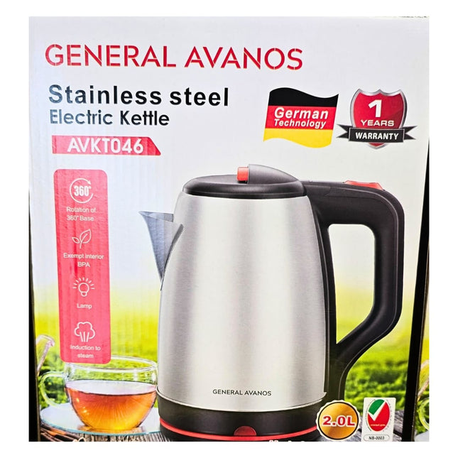 General Avanos Stainless steel  electric kettle AVKT048 German technology / 2L / 1500 W