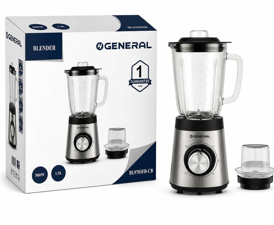 O General Blender Stainless Steel body with glass jug 500W/1.5L