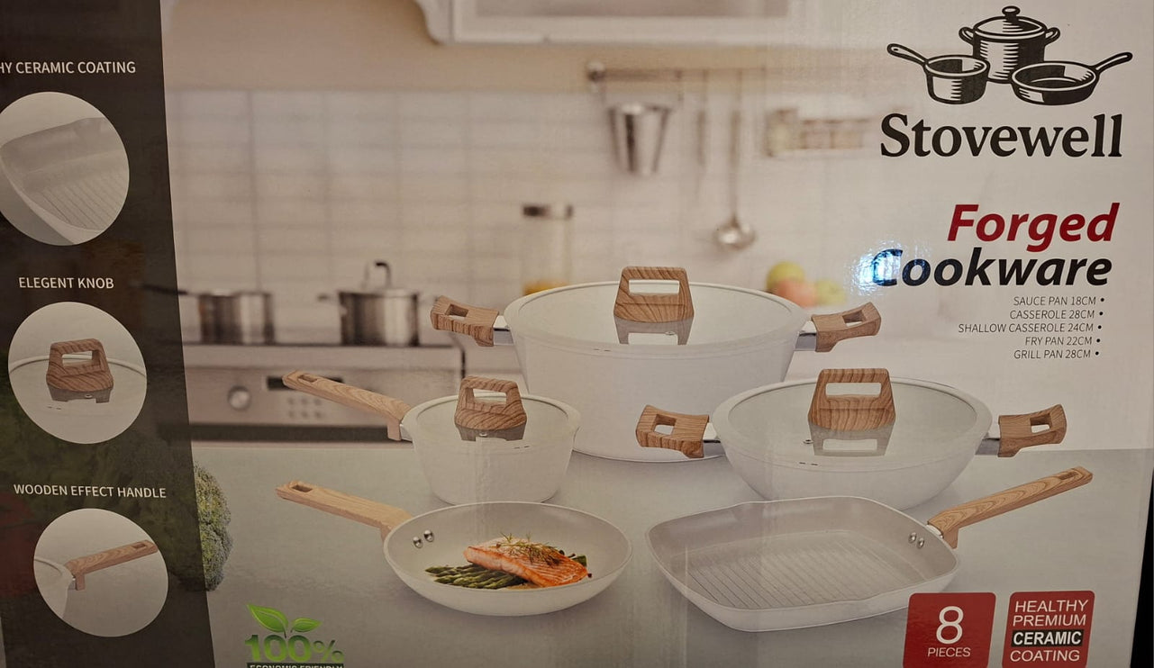 Stovewell Forged Cookware set 8 PIECES (WHITE)