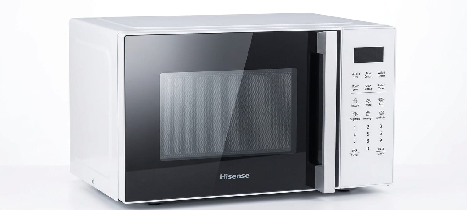 Hisense 30L Microwave Oven, 11-levels of Power, Preset Programmes, Time & Weight Defrost, LED Display, Cooking End Signal, Large Capacity, H30MOWS9H/WHITE