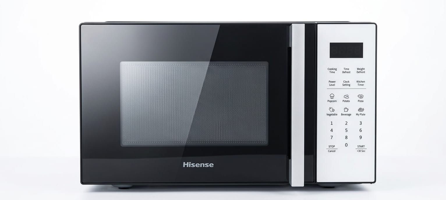 Hisense 30L Microwave Oven, 11-levels of Power, Preset Programmes, Time & Weight Defrost, LED Display, Cooking End Signal, Large Capacity, H30MOWS9H/WHITE