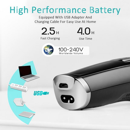 DSP men's shaver, continuous use up to 3 hours, black/gray, three levels of shaving 1 / 2 / 3, with 1 year warranty/90286