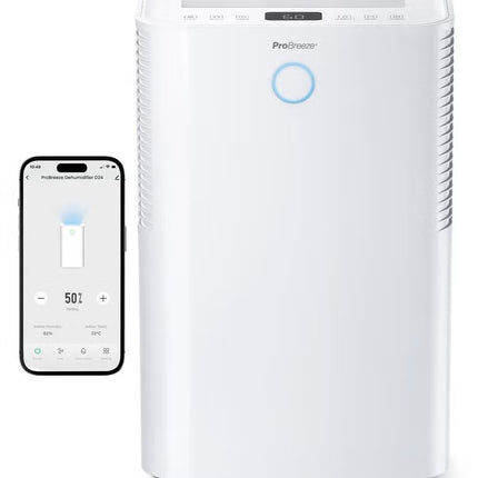 Pro Breeze 20l Per Day Smart Compressor Dehumidifier with 4l Water Tank, Laundry Drying and Automatic Humidity Sensor , Mould Remover 24,hour Timer Sleep Mode for Damp, Condensation