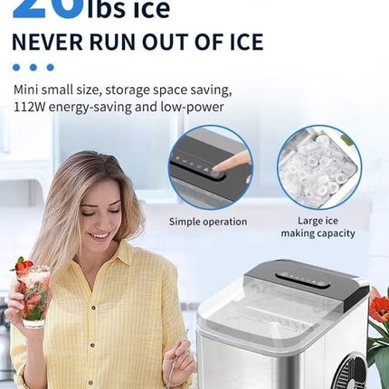 Cookchen Portable Countertop Ice Maker Machine ICE-008, 3.0L, Stainless Steel