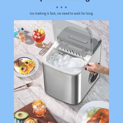 Cookchen Portable Countertop Ice Maker Machine ICE-008, 3.0L, Stainless Steel