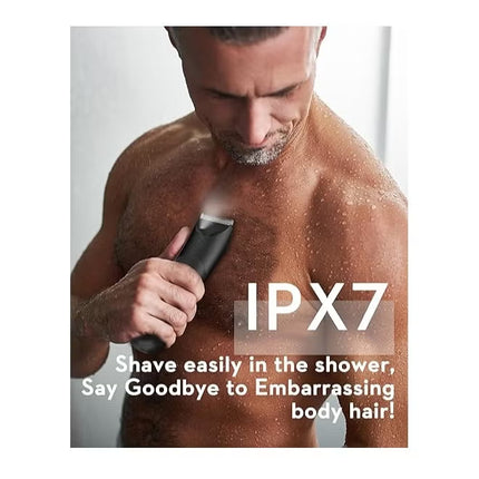 ماكينة حلاقة DSP للرجال مع شفرة سيراميك قابلة للاستبدال ومضادة للقطع ومضادة للماء وماكينة حلاقة شعر الجسم احترافية مع ضوء LED وشاشة ومحطة شحن قائمة (أسود) 60386