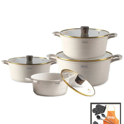 DSP 16 Pieces Set Die-Casting Non-Stick Aluminum Casserole with Apron, Spatulas & Gloves