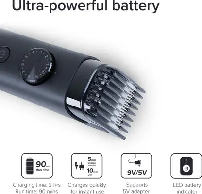 ماكينة تشذيب Mi XXQ01HM، وقت تشغيل 90 دقيقة، 40 إعدادًا للطول (أسود)