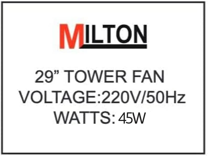 Milton Tower Fan 29 Inch With Remote Control 1500 RPM Speed  Model - FT/TX7 - 1 Year Full Warranty.