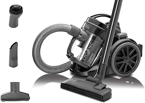 BLACK+DECKER 1480W 1.8L Corded Vacuum Cleaner 18KPa Suction Power Multi-Cyclonic Bagless Vacuum with 6 Stage Filtration, 1.5M 360-degree Swivel Hose And Washable Filter VM1480-B5(يوجد نقص فرشاة صغيرة )