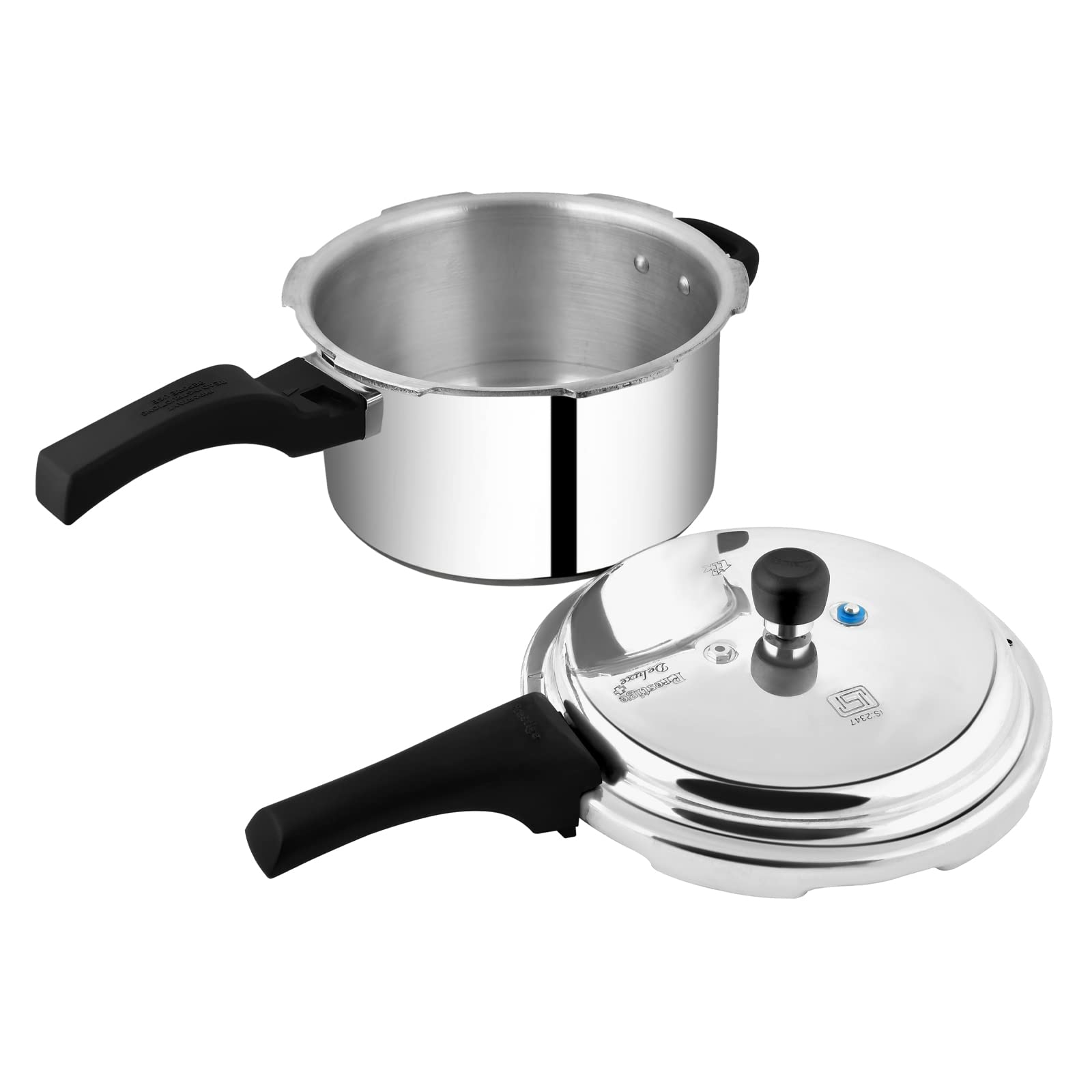 Prestige Deluxe Plus Pressure Cooker 5 Ltr | Aluminium Pressure Cooker With Lid | Exclusive Pressure Indicator|Induction Compatible Silver