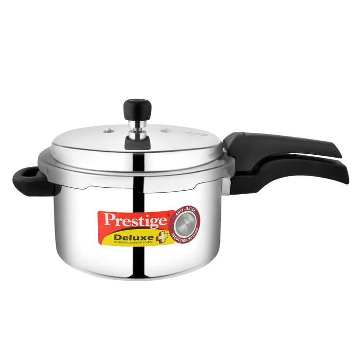 Prestige Deluxe Plus Pressure Cooker 5 Ltr | Aluminium Pressure Cooker With Lid | Exclusive Pressure Indicator|Induction Compatible Silver