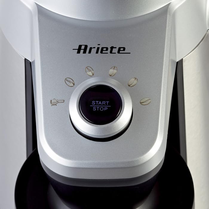 Ariete Electric Coffee Grinder Pro 150W 300gm Capacity, 15 Grinding Levels from Fine to Coarse, Perfect For Espresso, Drip, Pour Over and French Press Coffee, Heavy Duty Stainless Steel - ART3017