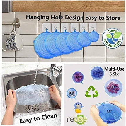 أغطية سيليكون قابلة للتمدد، عبوة من 6 قطع، غطاء شفط